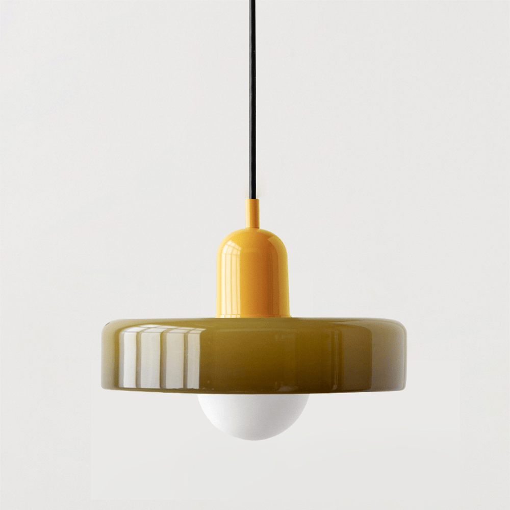 Bauhaus pendant lamp made of colored glass