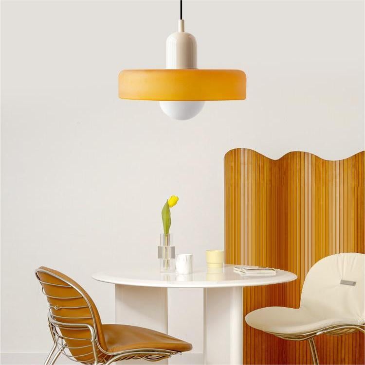 Bauhaus pendant lamp made of colored glass