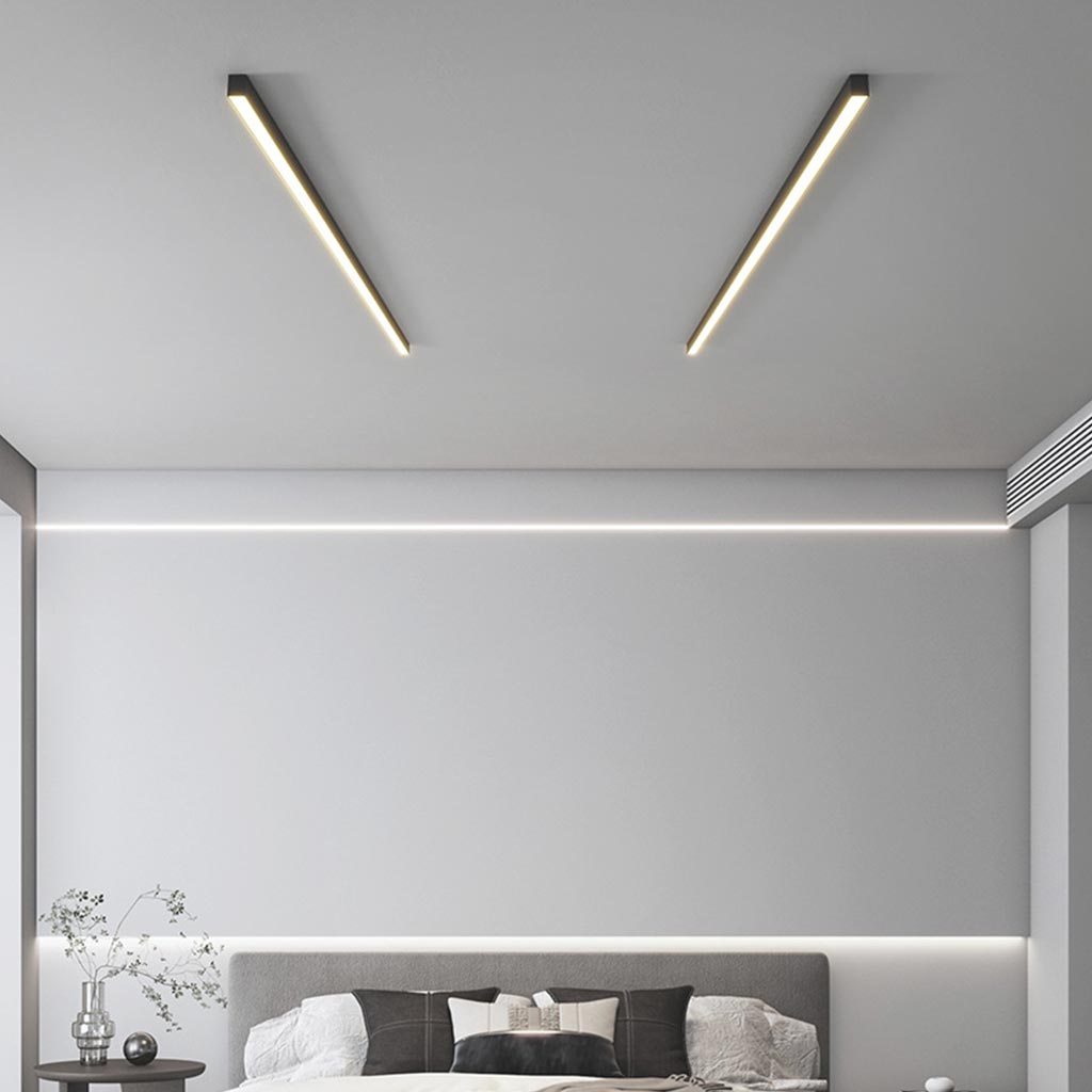 Linear Flush Mount Minimalist LED Ceiling Light Bar, Black/White