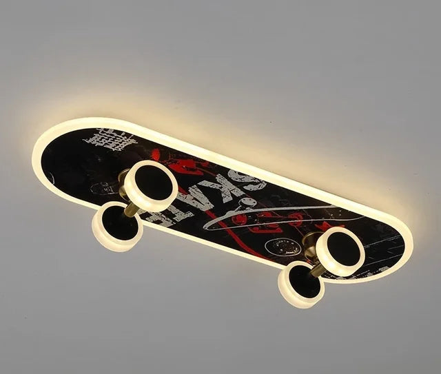 Skateboard Ceiling Light for Kids' Room | Modern LED Lamp for Boys' Room