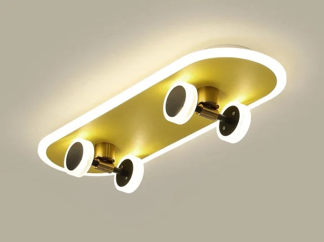 Skateboard Ceiling Light for Kids' Room | Modern LED Lamp for Boys' Room