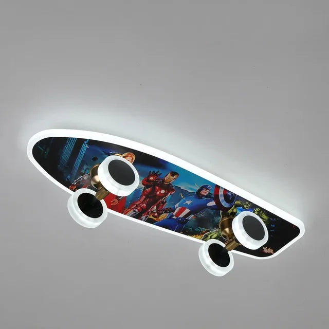 Skateboard Ceiling Light for Kids' Room | Modern LED Lamp for Boys' Room