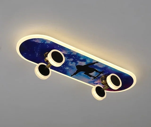 Skateboard Ceiling Light for Kids' Room | Modern LED Lamp for Boys' Room