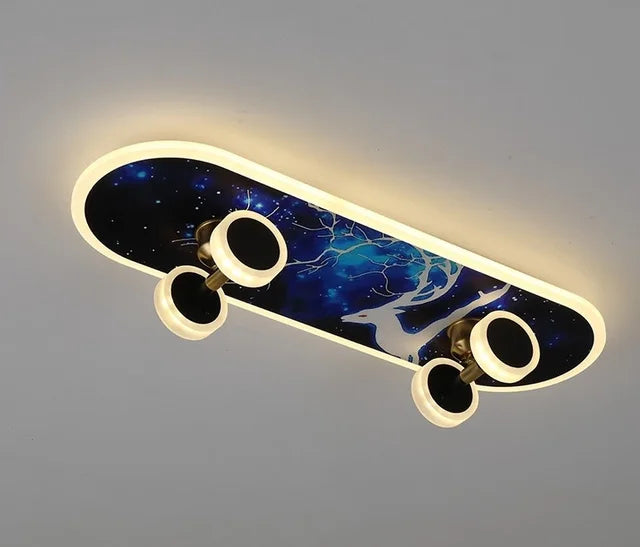 Skateboard Ceiling Light for Kids' Room | Modern LED Lamp for Boys' Room