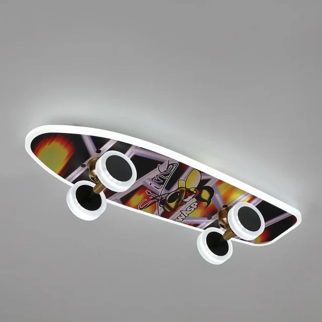 Skateboard Ceiling Light for Kids' Room | Modern LED Lamp for Boys' Room