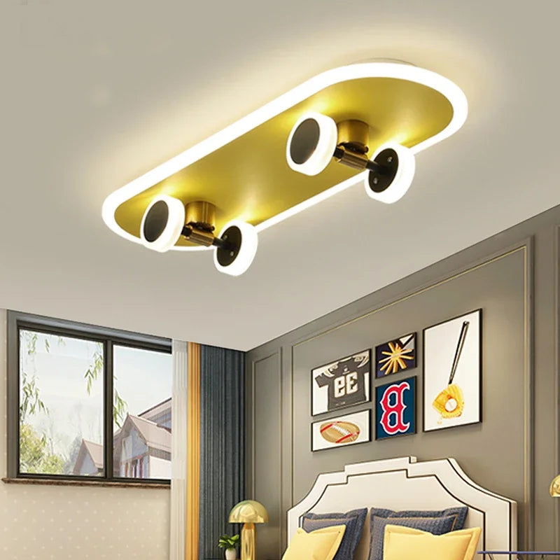 Skateboard Ceiling Light for Kids' Room | Modern LED Lamp for Boys' Room