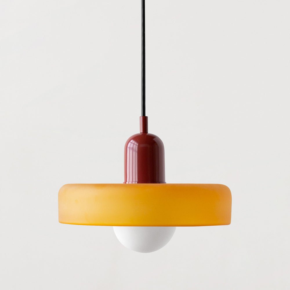 Bauhaus pendant lamp made of colored glass