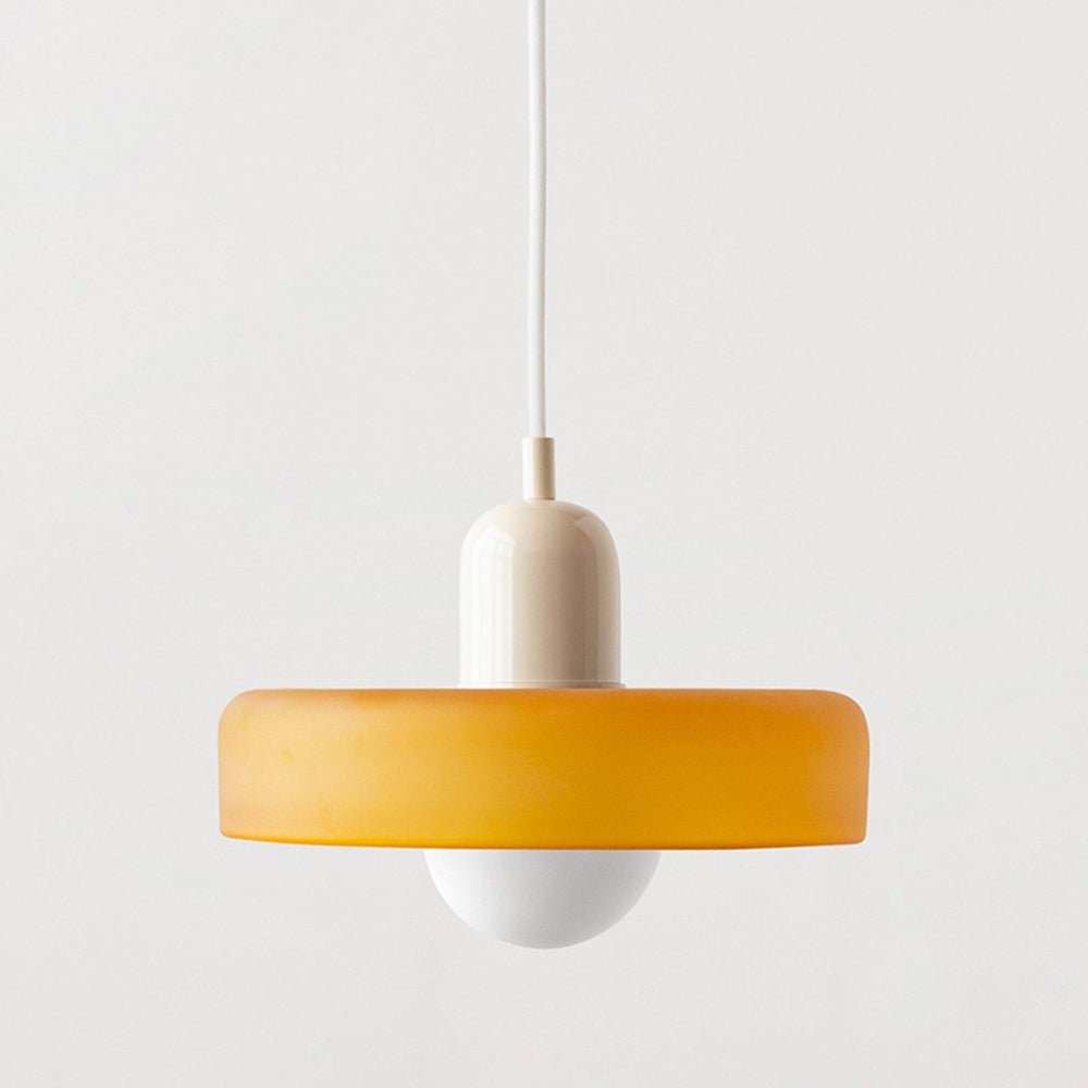 Bauhaus pendant lamp made of colored glass