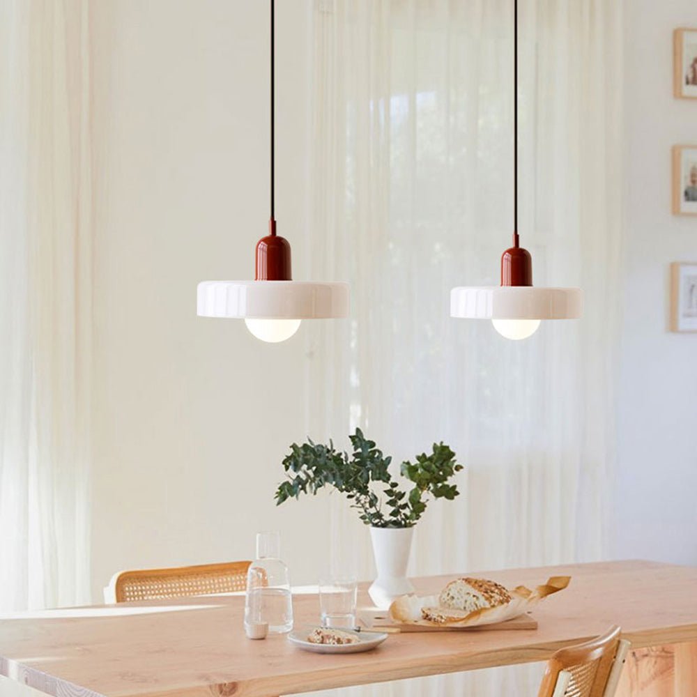 Bauhaus pendant lamp made of colored glass