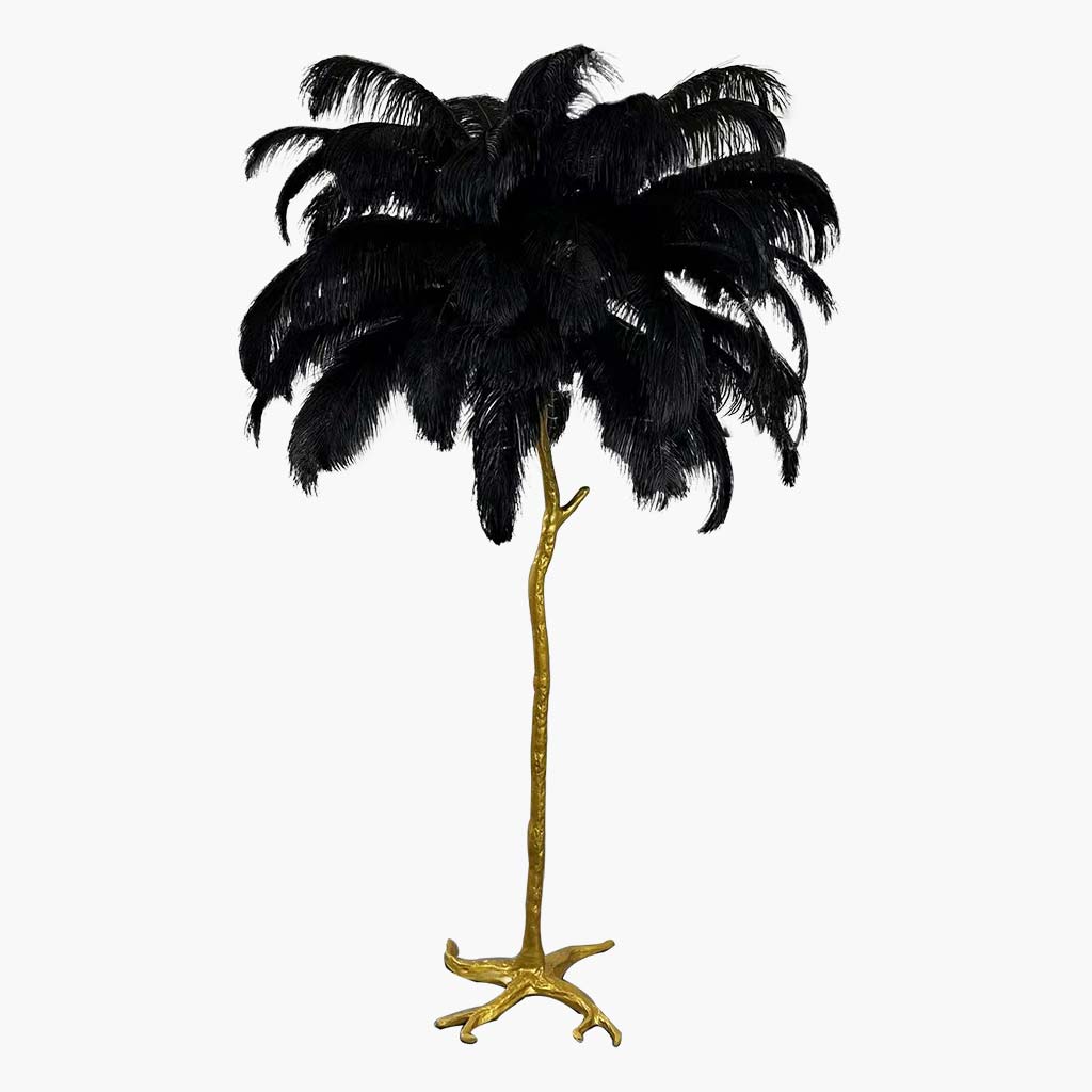 Luxury Ostrich Feather Floor Lamp, 16 Colors/Resin