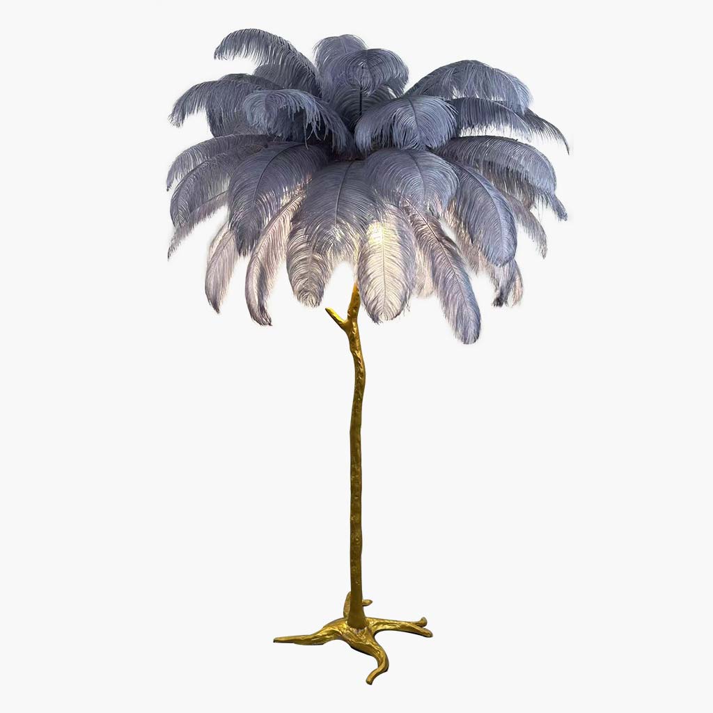 Luxury Ostrich Feather Floor Lamp, 16 Colors/Resin