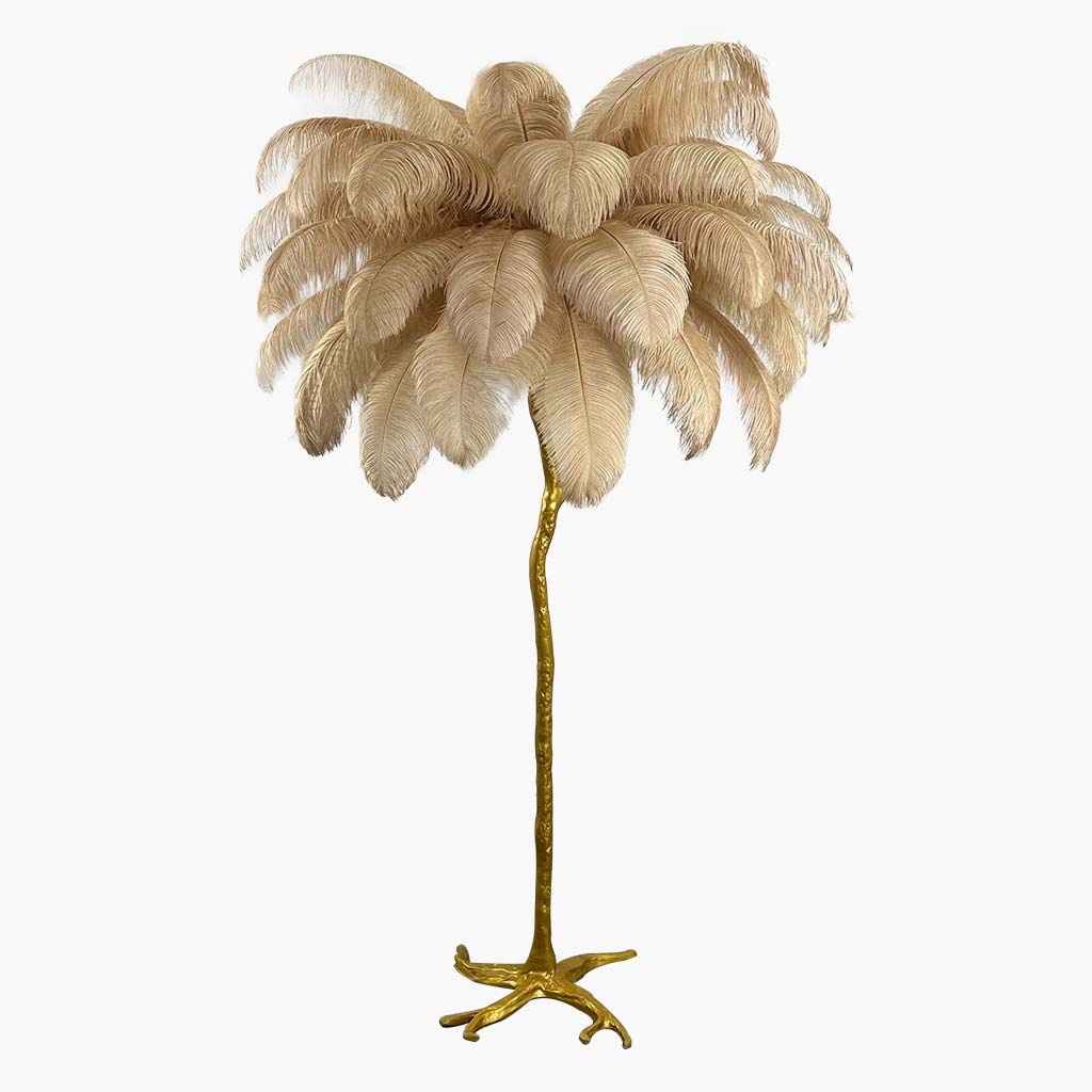 Luxury Ostrich Feather Floor Lamp, 16 Colors/Resin