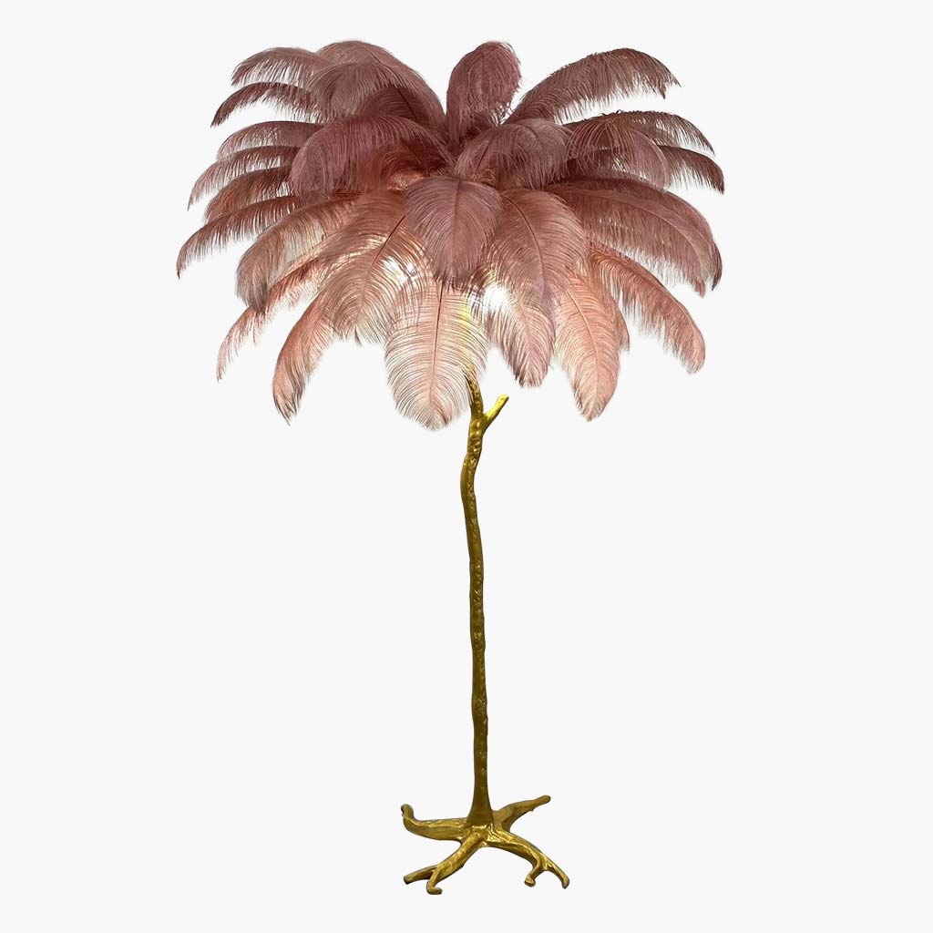 Luxury Ostrich Feather Floor Lamp, 16 Colors/Resin