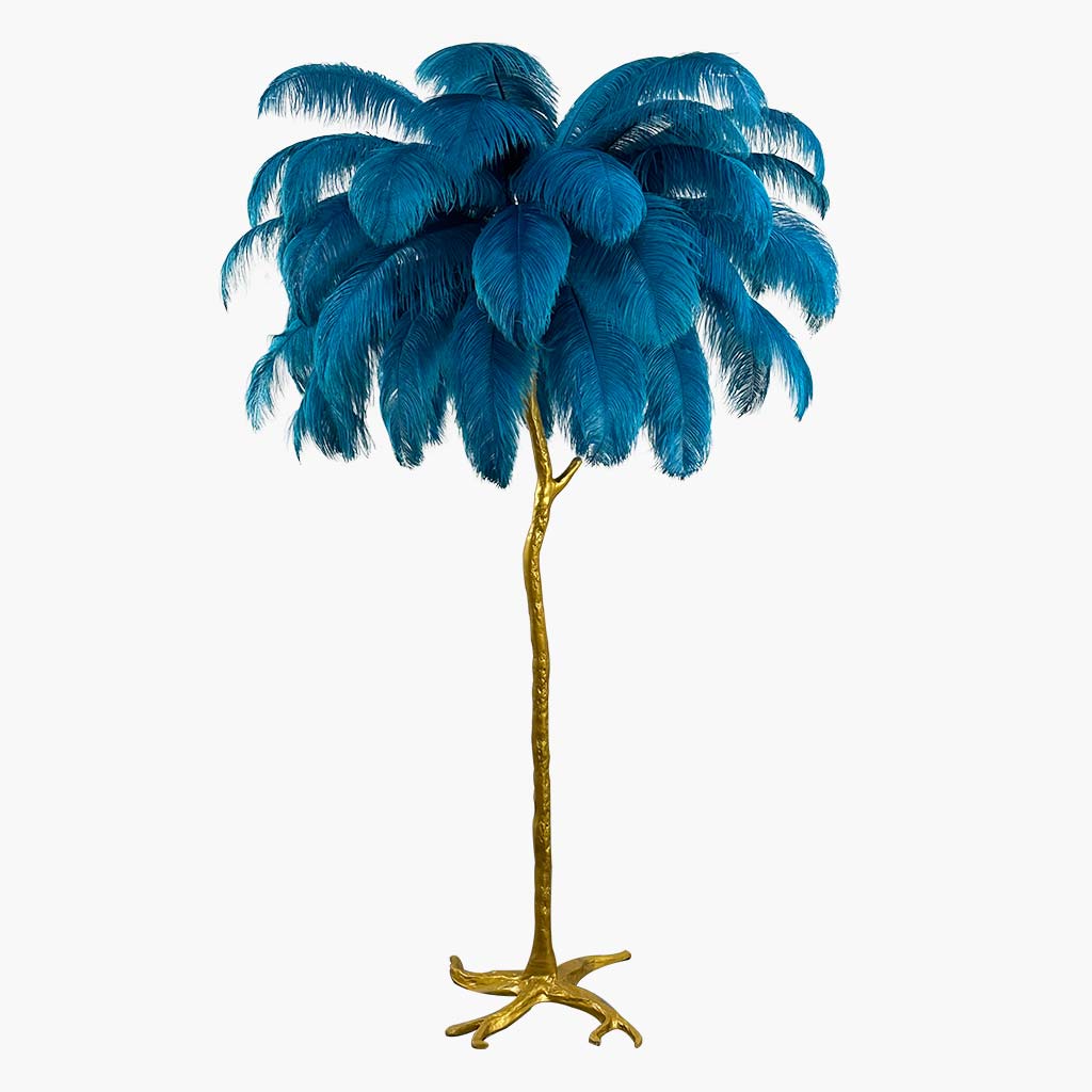 Luxury Ostrich Feather Floor Lamp, 16 Colors/Resin