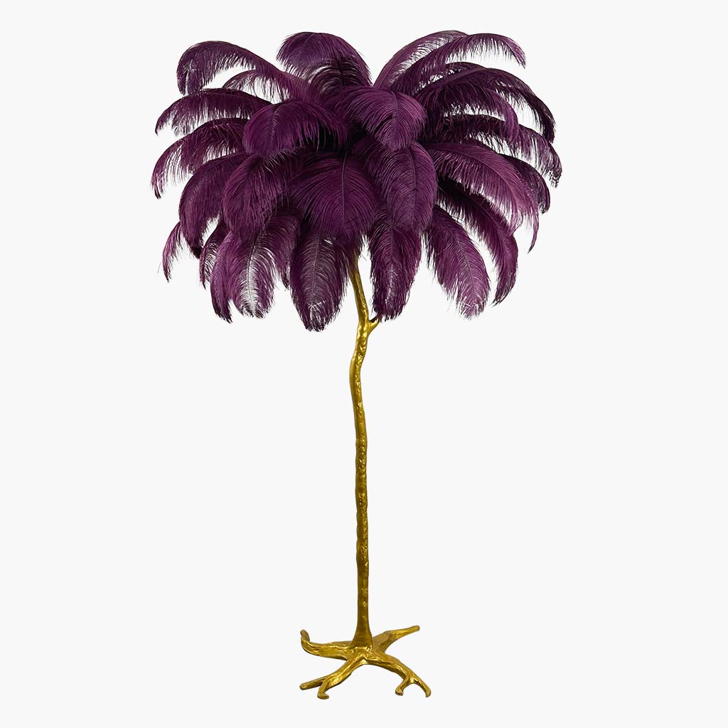 Luxury Ostrich Feather Floor Lamp, 16 Colors/Resin