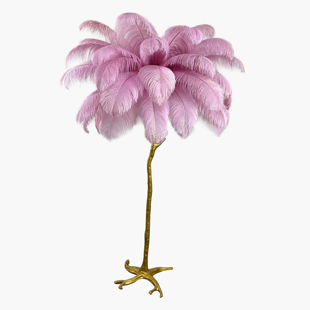 Luxury Ostrich Feather Floor Lamp, 16 Colors/Resin