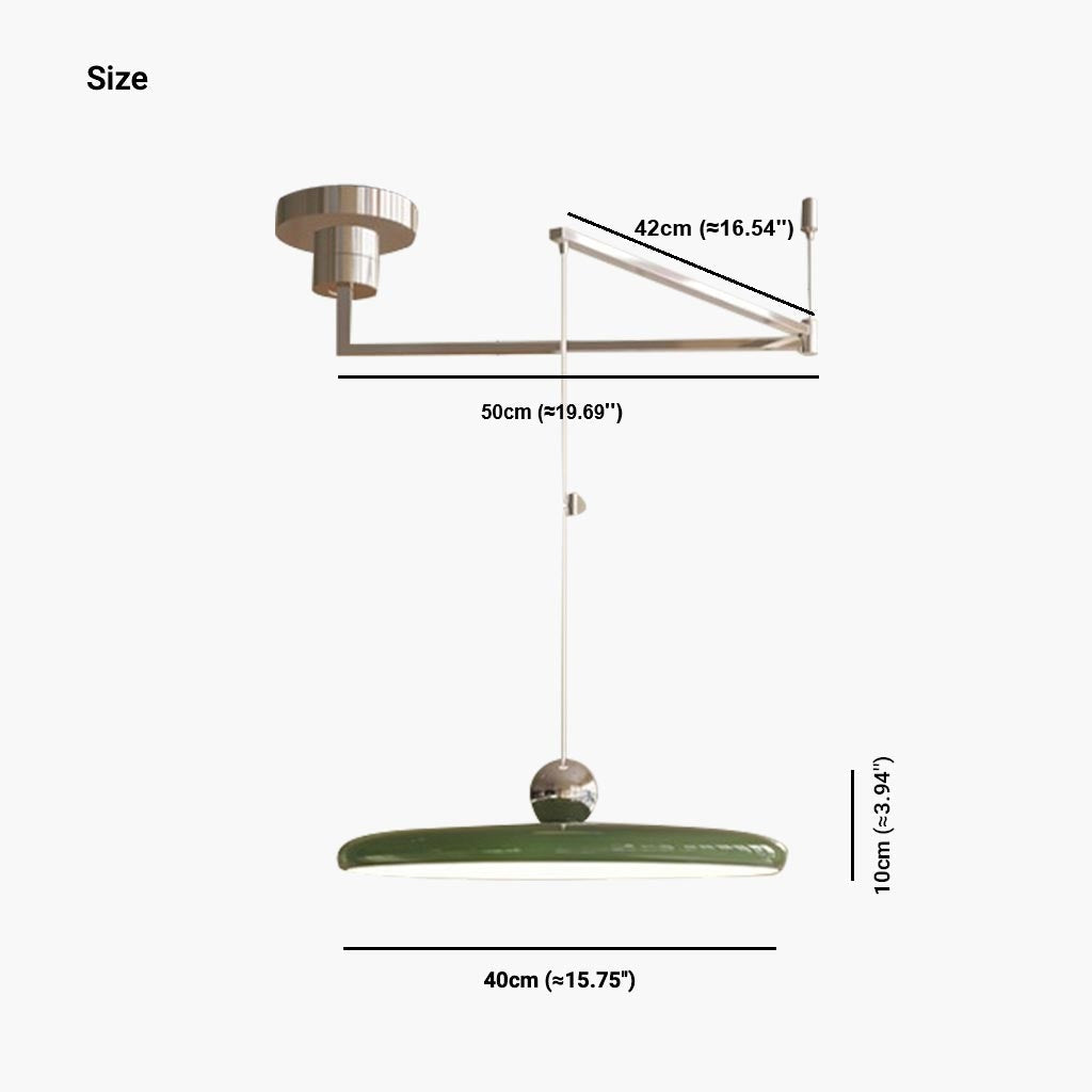 Adjustable Swing Arm UFO Dimmable Pendant Light, 5 Colors