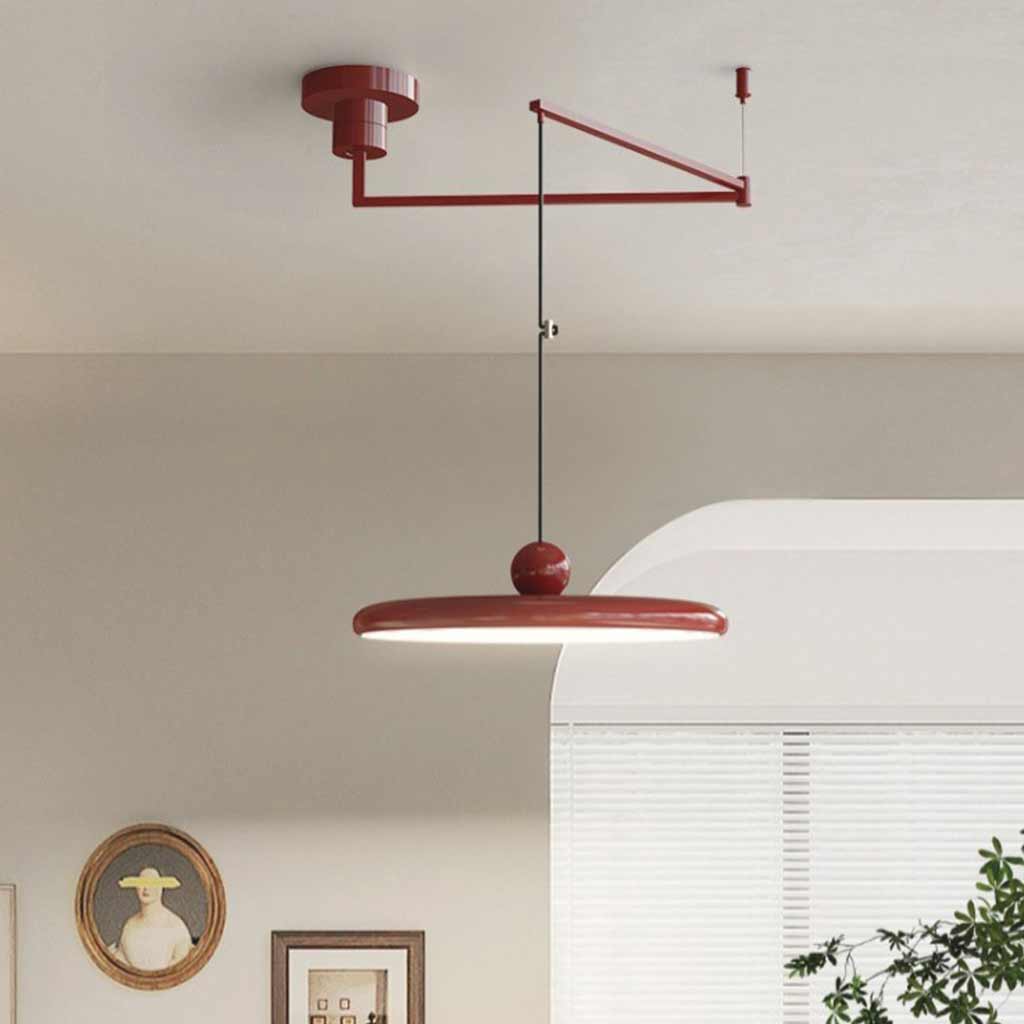 Adjustable Swing Arm UFO Dimmable Pendant Light, 5 Colors