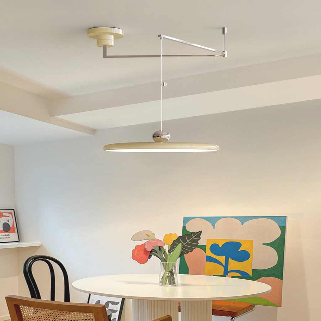 Adjustable Swing Arm UFO Dimmable Pendant Light, 5 Colors