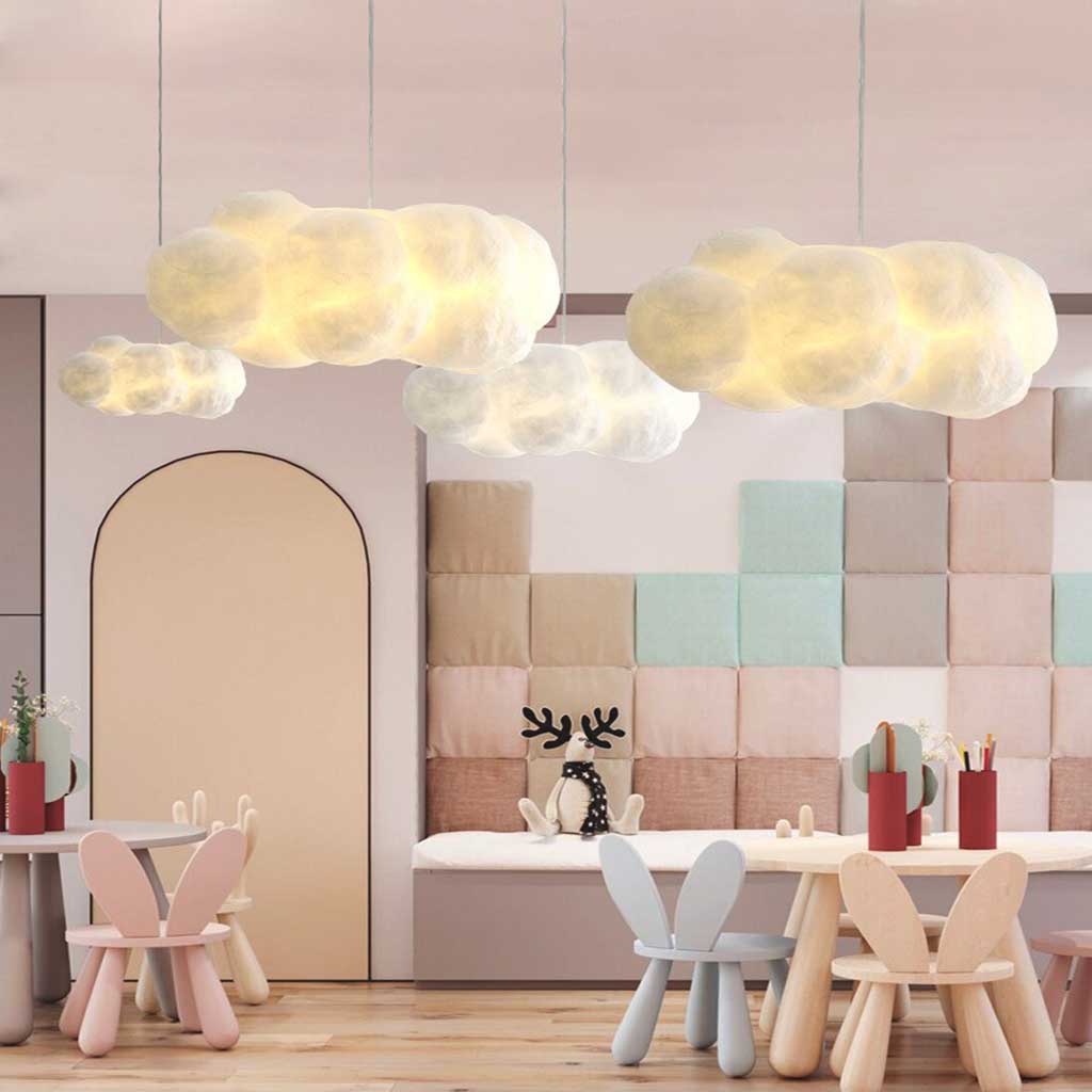 Nordic Unique Cotton Cloud Pendant Light, White