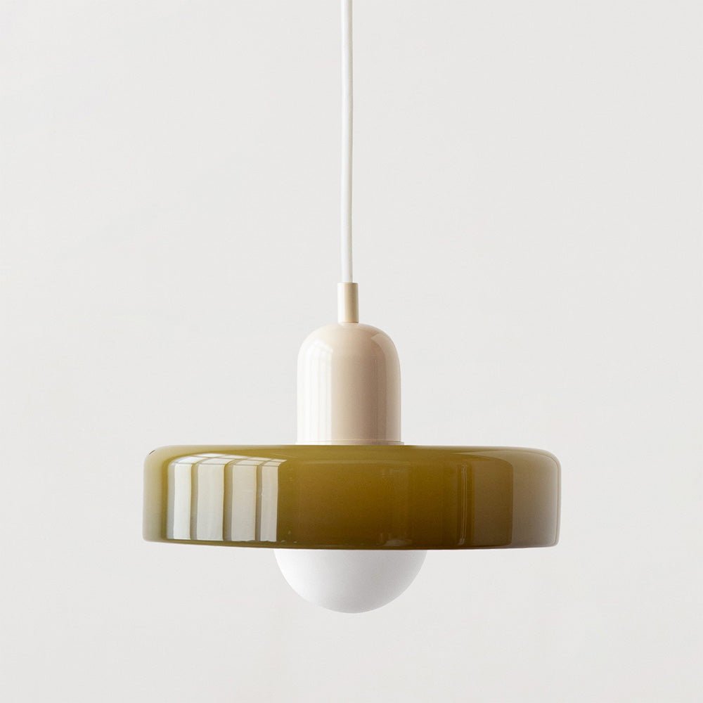 Bauhaus pendant lamp made of colored glass