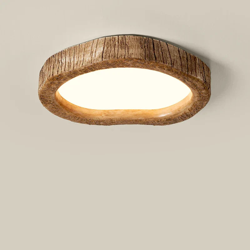 Rustic Bedroom Ceiling Light - LED Wood Look Lamp for Cozy Lighting