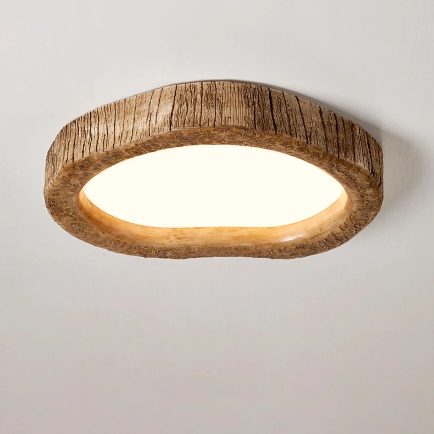 Rustic Bedroom Ceiling Light - LED Wood Look Lamp for Cozy Lighting