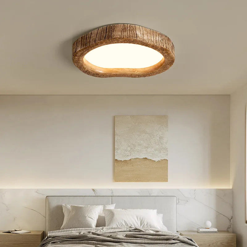 Rustic Bedroom Ceiling Light - LED Wood Look Lamp for Cozy Lighting