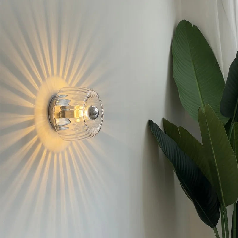 Scandinavian Bauhaus Wall Light made of Glass, Modern LED Wall Lamp for Hallway & Living Room