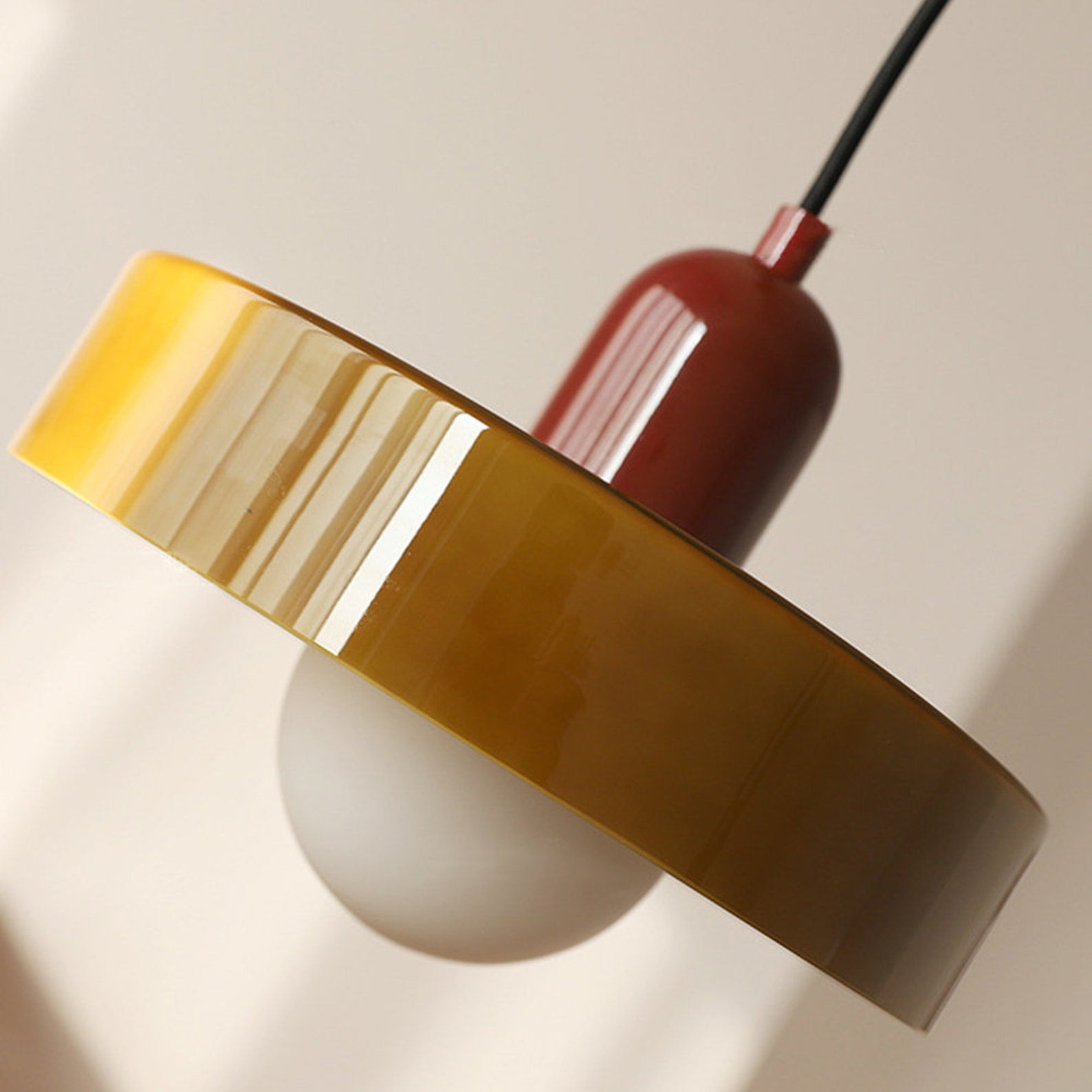 Bauhaus pendant lamp made of colored glass