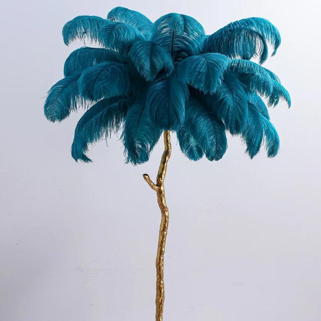 Luxury Ostrich Feather Floor Lamp, 16 Colors/Resin