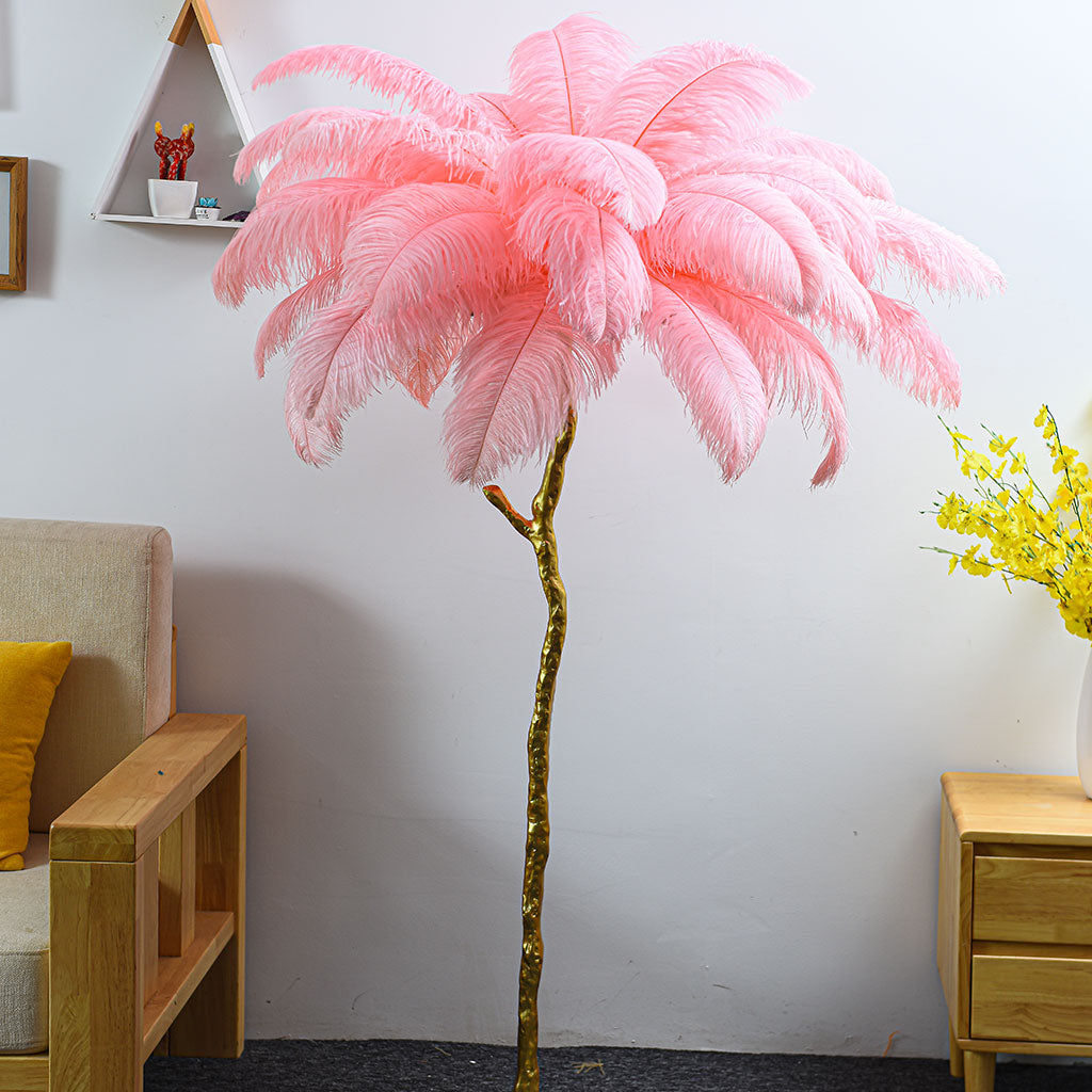 Luxury Ostrich Feather Floor Lamp, 16 Colors/Resin