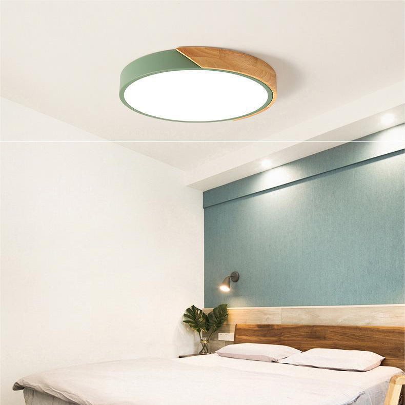 Nordic Wooden Macaroon Circular Ceiling Light