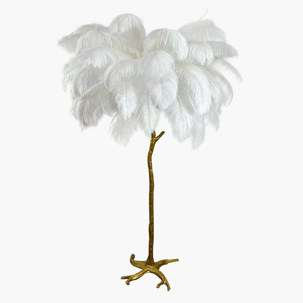 Luxury Ostrich Feather Floor Lamp, 16 Colors/Resin